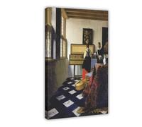 WCYB Lady at The Virginal with A Gentleman, 'The Music Lesson' by Johannes Vermeer Posters Prints Canvas Deco Paintings Wall Art Frame 24" L X 36" W