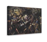 WCYB Last Supper by Jacopo Tintoretto Prints Posters Canvas Deco Paintings Wall Art For Office Living Room Frame 20" L X 30" W