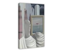 WCYB Le Chevalier Du Couchant by Rene Magritte Surrealism Prints Posters Canvas Deco Paintings Wall Art For Office Living Room Frame 20" L X 30" W