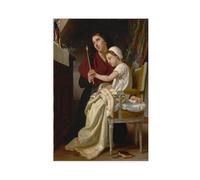 WCYB Le Voeu (The Vow) by William Adolphe Bouguereau Prints Posters Canvas Deco Paintings Wall Art For Office Unframe 20" L X 30" W