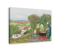 WCYB Making Apple Butter by Grandma Moses Prints Posters Canvas Deco Paintings Wall Art For Office Living Room Frame 16" L X 24" W