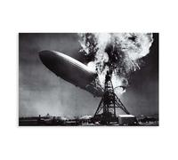 WCYB May 6, 1937 - Hindenburg Disaster Prints Posters Canvas Deco Paintings Wall Art For Office Unframe 12" L X 18" W