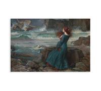 WCYB Miranda - The Tempest by John William Waterhouse Prints Posters Canvas Deco Paintings Wall Art For Office Unframe 24" L X 36" W