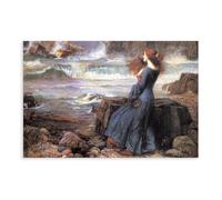WCYB Miranda - The Tempest by John William Waterhouse Prints Posters Canvas Deco Paintings Wall Art For Office Living Room Unframe 24" L X 36" W
