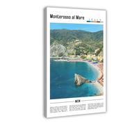WCYB Monterosso Al Mare La Spezia Italy Scenery Travel Prints Posters Canvas Deco Paintings Wall Art For Office Hangable Frame 12" L X 18" W