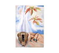 WCYB Mule`s Skull with Pink Poinsettias by Georgia O'Keeffe Prints Posters Canvas Deco Paintings Wall Art For Office Living Room Unframe 20" L X 30" W
