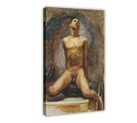 WCYB Nude Study of Thomas E McKeller by John Singer Sargent Prints Posters Canvas Deco Paintings Wall Art For Office Living Room Frame 24" L X 36" W
