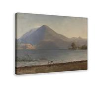 WCYB On The Hudson by Albert Bierstadt Prints Posters Canvas Deco Paintings Wall Art For Office Living Room Frame 20" L X 30" W