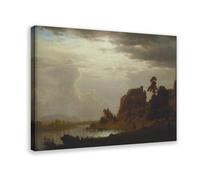 WCYB On The Sweetwater near The Devil's Gate by Albert Bierstadt Prints Posters Canvas Deco Paintings Wall Art For Office Living Room Frame 12" L X 18" W