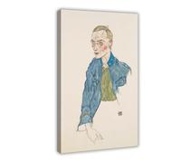 WCYB One-Year Volunteer Lance-Corporal, 1915 by Egon Schiele Prints Posters Canvas Deco Paintings Wall Art For Office Living Room Frame 12" L X 18" W