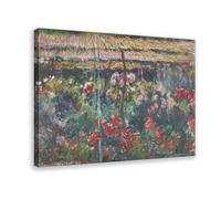 WCYB Peony Garden by Claude Monet Prints Posters Canvas Deco Paintings Wall Art For Office Living Room Frame 24" L X 36" W