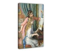 WCYB Pierre-auguste Renoir Impressionism Two Young Girls at The Piano, 1892 Prints Posters Canvas Deco Paintings Wall Art For Office Living Room Frame 24" L