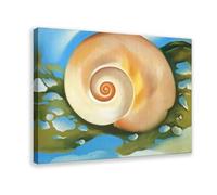 WCYB Pink Shell with Seaweed by Georgia O'Keeffe Prints Posters Canvas Deco Paintings Wall Art For Office Living Room Frame 16" L X 24" W