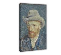 WCYB Post-Impressionism Vincent Van Gogh - Self-Portrait with Grey Felt Hat, 1887 Prints Posters Canvas Deco Paintings Wall Art For Office Frame 16" L X 24"