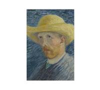 WCYB Post-Impressionism Vincent Van Gogh - Self-Portrait with Straw Hat 0 Prints Posters Canvas Deco Paintings Wall Art For Office Living Room Unframe 16" L