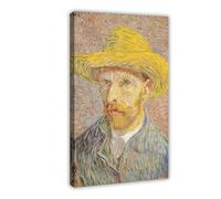 WCYB Post-Impressionism Vincent Van Gogh - Self-Portrait with Straw Hat 2 Prints Posters Canvas Deco Paintings Wall Art For Office Frame 24" L X 36" W