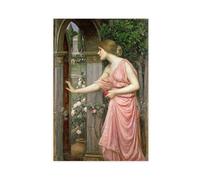 WCYB Psyche Opening The Door Into Cupid Garden by John William Waterhouse Posters Prints Canvas Deco Paintings Wall Art Unframe 16" L X 24" W
