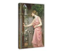WCYB Psyche Opening The Door Into Cupid Garden by John William Waterhouse Posters Prints Canvas Deco Paintings Wall Art Frame 24" L X 36" W