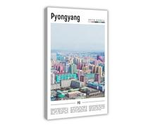 WCYB Pyongyang North Korea Scenery Travel Prints Posters Canvas Deco Paintings Wall Art For Office Hangable Frame 8" L X 12" W