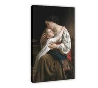 WCYB Raising Her Up by William Adolphe Bouguereau Prints Posters Canvas Deco Paintings Wall Art For Office Frame 12" L X 18" W