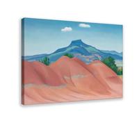 WCYB Red Hills with Pedernal, White Clouds by Georgia O'Keeffe Prints Posters Canvas Deco Paintings Wall Art For Office Living Room Frame 24" L X 36" W