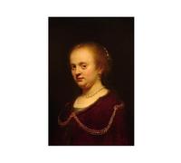 WCYB Retrato De Mujer Joven by Rembrandt Posters Prints Canvas Deco Paintings Wall Art Unframe 24" L X 36" W