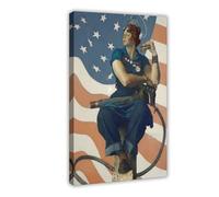 WCYB Rosie The Riveter by Norman Rockwell Prints Posters Canvas Deco Paintings Wall Art For Office Living Room Frame 12" L X 18" W