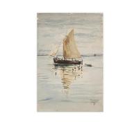 WCYB Sailing Ship with Reflections, 1907 by Egon Schiele Prints Posters Canvas Deco Paintings Wall Art For Office Living Room Unframe 20" L X 30" W