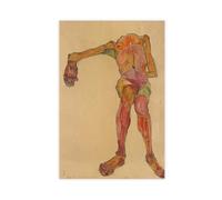 WCYB Seated Male Nude, Right Hand Outstretched by Egon Schiele Prints Posters Canvas Deco Paintings Wall Art For Office Unframe 16" L X 24" W