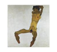WCYB Seated Male Nude (Self-Portrait), 1910 by Egon Schiele Posters Prints Canvas Deco Paintings Wall Art Unframe 12" L X 12" W
