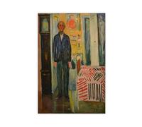 WCYB Self-Portrait. Between The Clock And The Bed by Edvard Munch Prints Posters Canvas Deco Paintings Wall Art For Office Living Room Unframe 16" L X 24" W