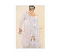 WCYB Self-Portrait in A White Robe by Egon Schiele Posters Prints Canvas Deco Paintings Wall Art Unframe 24" L X 36" W