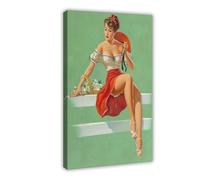 WCYB Sexy Woman Pin-up Girl Pretty Problem by Gil Elvgren Prints Posters Canvas Deco Paintings Wall Art For Office Frame 16" L X 24" W