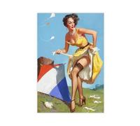 WCYB Sexy Woman Pin-up Girl The Final Touch (Keep 'Em Flying) by Gil Elvgren Posters Prints Canvas Deco Paintings Wall Art Unframe 20" L X 30" W