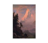 WCYB Sunrise on The Matterhorn by Albert Bierstadt Prints Posters Canvas Deco Paintings Wall Art For Office Living Room Unframe 24" L X 36" W