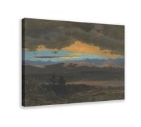 WCYB Sunset Across The Hudson Valley, New York by Frederic Edwin Church Prints Posters Canvas Deco Paintings Wall Art For Office Living Room Frame 20" L X 3