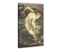 WCYB The Angel Michael Binding Satan by William Blake Posters Prints Canvas Deco Paintings Wall Art Frame 12" L X 18" W