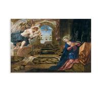 WCYB The Annunciation by Jacopo Tintoretto Prints Posters Canvas Deco Paintings Wall Art For Office Unframe 24" L X 36" W