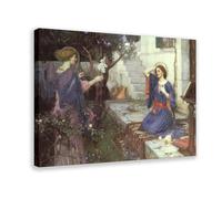 WCYB The Annunciation (Ecce Ancilla Domini) by John William Waterhouse Prints Posters Canvas Deco Paintings Wall Art For Office Frame 16" L X 24" W