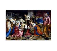 WCYB The Birth of John The Baptist by Jacopo Tintoretto Prints Posters Canvas Deco Paintings Wall Art For Office Unframe 20" L X 30" W