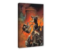 WCYB The Death Dealer V 1989 by Frank Frazetta Illustration Prints Posters Canvas Deco Paintings Wall Art For Office Frame 12" L X 18" W