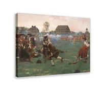 WCYB The Fight on Lexington Common, April 19, 1775 by Howard Pyle Prints Posters Canvas Deco Paintings Wall Art For Office Frame 16" L X 24" W