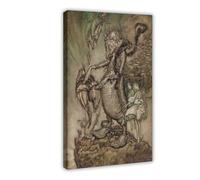 WCYB The Fish King And The Dog Fish by Arthur Rackham Posters Prints Canvas Deco Paintings Wall Art Frame 12" L X 18" W