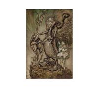 WCYB The Fish King And The Dog Fish by Arthur Rackham Prints Posters Canvas Deco Paintings Wall Art For Office Unframe 12" L X 18" W