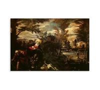 WCYB The Flight Into Egypt by Jacopo Tintoretto Prints Posters Canvas Deco Paintings Wall Art For Office Unframe 24" L X 36" W