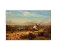 WCYB The Last of The Buffalo, 1888 by Albert Bierstadt Prints Posters Canvas Deco Paintings Wall Art For Office Unframe 16" L X 24" W