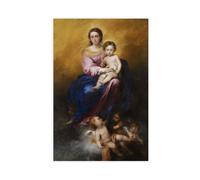 WCYB The Madonna of The Rosary by Bartolome Esteban Murillo Prints Posters Canvas Deco Paintings Wall Art For Office Living Room Unframe 24" L X 36" W