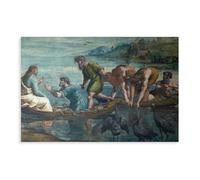 WCYB The Miraculous Draft of Fishes by Raffaello Sanzio Prints Posters Canvas Deco Paintings Wall Art For Office Unframe 20" L X 30" W