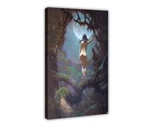 WCYB The Moons Rapture 1987 by Frank Frazetta Illustration Prints Posters Canvas Deco Paintings Wall Art For Office Living Room Frame 24" L X 36" W