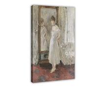 WCYB The Psyche Mirror by Berthe Morisot Prints Posters Canvas Deco Paintings Wall Art For Office Living Room Frame 12" L X 18" W